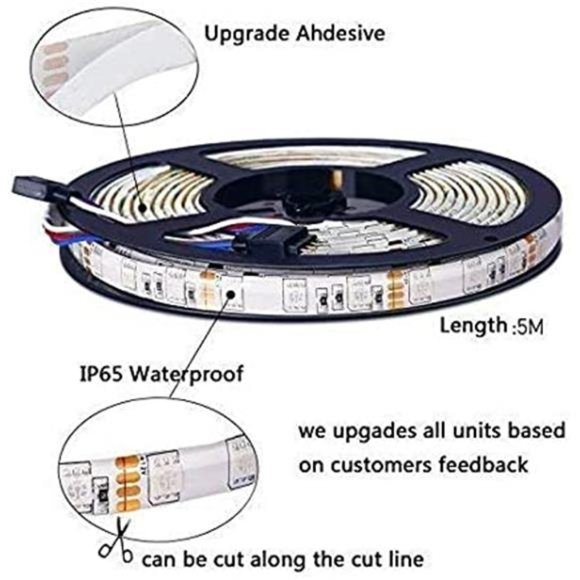 16.4ft LED Light Strips 5050 RGB Waterproof LED Strip Lights for Bedroom - Picture 4 of 6